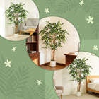HOMCOM 5' Artificial Banyan Tree - Green - 2 Pack-A weighted base ensures stability, making it safe for little ones and pets 