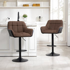 HOMCOM Adjustable Swivel Tufted Fabric Bar Stools - Brown - 2 Pack-The height of the seat is adjustable to the height of the counter or bar

