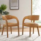 Modway Pinnacle Vegan Leather Dining Chair - Tan - 2 Pack-Non-Marking Foot Pins