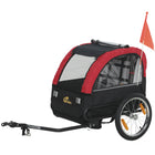 Qaba Baby Bicycle Trailer with 16" Rubber Wheels - 5-Point Harness - Storage Pocket - Red-Powder-coated steel frame provides long-lasting strength for safe rides

