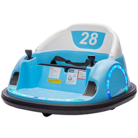 Qaba Toddlers 12V Ride-on Bumper Car with 360 Degree Spin and Remote Control - Light Blue-360° rotation allows forward and backward movement for fun maneuvering 