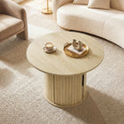 HOMCOM 31.5" Round Coffee Table with Storage - Natural Wood-Scratch-resistant surface ensures easy cleaning and long-term use
