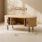 HOMCOM Mid-Century Modern Coffee Table with Storage - Natural Wood ...