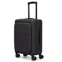 Bugatti Munich Pro 21.5" Carry-On luggage - Spinner - Front Pocket - Black-Front PU pocket with a padded laptop compartment (fits up to 15”) and built-in organizer system