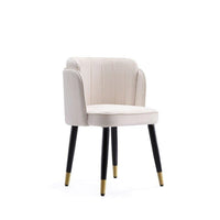 Manhattan Comfort Zephyr 21.65" Modern Velvet Upholstered Dining Chair - Cream-Modern Dining Chair Perfect for Dining and Living Room Use