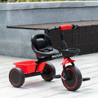 Qaba Toddler Tricycle with Adjustable Seat - Red-Features basket and mudguard 