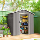 Outsunny Metal Garden Shed - 6.5' x 3.5' - Light Grey-Sloping roof to prevent water buildup
