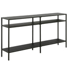 Hudson&Canal Sivil 55"W Console Table with Metal Shelves - Blackened Bronze-A modern contemporary design for your entryway, living room, den, and more