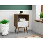Manhattan Comfort Liberty 1.0 Nightstand, Rustic Brown/White (203AMC96)-Upon Assembly, Measures: 17.72" Length, 27.09" Height, 14.7" Depth.
