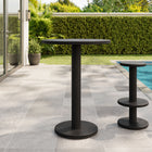 Modway Neo 31" Round Indoor/Outdoor Patio Wood Bar Table - Black-Round Tabletop