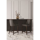 Manhattan Comfort Fifth Avenue 19" Traditional Faux Leather Upholstered Counter Stool - Pebble Grey - 3 Pack-Frame Made of Solid Beech Wood with Rich Walnut Finish