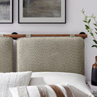 Modway Anela Wall-Mounted Chenille Upholstered King Size Headboard - Oatmeal Walnut-Rubberwood Bar