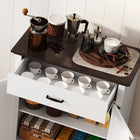 HOMCOM Farmhouse 29.6" L Sideboard Buffet Cabinet with Storage and 1.2" Thick Top - White-Bring farmhouse charm with class barn doors and black metal accents