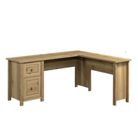 Sauder Hillmont Farm L-Desk - Timber Oak-Durable, 1" thick top for sturdy and reliable work surface