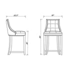 Manhattan Comfort Fifth Avenue 19" Traditional Faux Leather Upholstered Counter Stool - Pearl White and Walnut-Upholstered in Faux Leather with Foam Padding