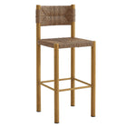 Modway Parkland Outdoor Patio Rattan and Aluminum Bar Stools - Natural - Set of 2-Fully Assembled