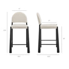 Modway Hayley Upholstered Fabric Counter Stools 2-Piece Set - Black/Cream-Arched Half-Moon Backrest