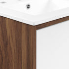 Modway Transmit 18" Bathroom Vanity - Walnut/White-Particleboard and Walnut Grain Veneer