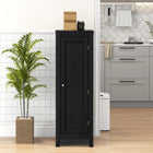 HOMCOM 40" H Kitchen Pantry Cabinet with Adjustable Shelves and Single Door for Dining Room - Black-Anti-tipping design allows you to secure it to the wall for added safety 