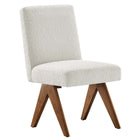 Modway Lyra Boucle Fabric Dining Room Side Chair - Ivory - 2 Pack-Non-Marking Feet
