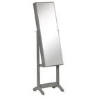 HOMCOM Mirror Jewelry Cabinet - 18.4" L x 14.4" W x 59.6" H - Grey-MDF frame for everyday strength and durability 