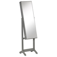 HOMCOM Mirror Jewelry Cabinet - 18.4" L x 14.4" W x 59.6" H - Grey-MDF frame for everyday strength and durability 