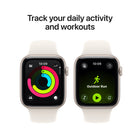 Apple Watch SE 3 - 44 mm - GPS - Starlight Aluminum Case with Starlight Sport Band - M/L-SE 3 can detect a hard fall or severe car crash, automatically help connect you with emergency services, and notify your emergency contacts. Check In can automatically notify a loved one when you’ve arrived at your destination