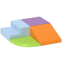 Qaba Soft Play Foam Play Set for Climbing, Crawling - Light colour - Set of 4-The toy can help practice climb, crawl, slide which helps gross motor development 