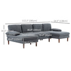 HOMCOM U-Shaped Sofa with Double Chaise Lounge for Living Room - Dark Grey-Supportive thick back cushions and arm pads