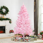 HOMCOM 6' Artificial Christmas Tree with Automatic Open - Pink-Artificial Christmas tree in a realistic tree style 
