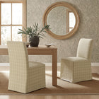 Modway Aster Linen Cotton Blend Slipcovered Dining Chairs - Hemp Windowpane Check - 2 Pack-Windowpane Pattern Upholstery