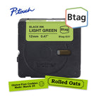Brother Genuine BTAGG31 Label Tape for P-touch Label Makers - 12 mm W x 4 m L - Black on Light Green-Btag + P-touch = the ultimate creative team. Use Genuine 12 mm Btag non-laminated label tapes exclusively with Brother P-touch PT-N10, PT-N20, and PT-N25BT label makers.