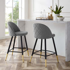 Modway Cordial Fabric Counter Stools - Light Gray - Set of 2-Polyester Fabric Upholstery