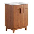 Modway Miles 24" Bathroom Vanity - White/Walnut-Particleboard & Melamine Laminate