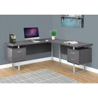 Monarch Specialties 7306 70" Computer Desk - Grey Left Or Right Facing-Extra-large, floating desktop frees the tops of the drawer units to be used as additional surfaces