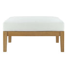 Modway Bayport Outdoor Patio Teak Ottoman - Natural/White-Water and UV resistant cushion