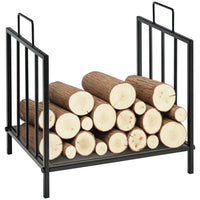 Outsunny 17.5" Firewood Rack - Metal Wood Storage Holder with Handles-Keeps wood clean, dry, off the ground and mess-free
