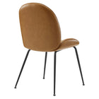 Modway Scoop Black Powder Coated Steel Leg Vegan Leather Dining Chairs - Tan - 2 Pack-Chair Weight Capacity: 331 lbs.