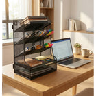 ShoppingAll Mesh Desk Organizer with 9 Compartments-Non-slip rubber feet protect the desk and prevent movement