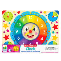 University Games The Learning Journey Lift & Learn Clock Puzzle - Time Recognition Puzzle For Toddlers - Fun Clock Puzzle For Preschoolers-Boost confidence