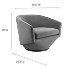Modway Series Performance Velvet Fabric Swivel Chair - Grey-Performance Velvet Upholstery