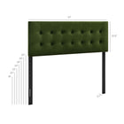 Modway Emily Stain-Resistant Performance Velvet Queen Size Headboard - Moss Green-Button Tufting