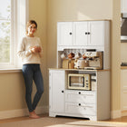 HOMCOM 64" H Kitchen Pantry Cabinet with 3 Compartments and 2 Drawers - White-Stylish two-tone design enhances your home decor 