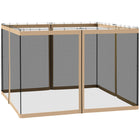Outsunny Replacement Mosquito Netting for Gazebo 10' L x 10' W - Beige-Four separate panels with a zipper on each panel to connect with the adjoining piece  
