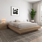 Nexera Marconi Platform Bed Frame - Queen Size - Brown Oak-Functional Bedsides: Extra-wide bedsides for style and convenience, serving as book or device surfaces
