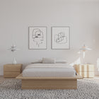 Nexera - Lit plateforme double Malibu en chêne blond naturel-Tables de chevet fonctionnelles : Tables de chevet extra-larges pour plus de style et de commodité, servant de surfaces pour livres ou appareils