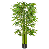 HOMCOM 5.3' Artificial Bamboo Tree for Indoor Home Decor - Green-Artificial bamboo plant adds a beautiful, realistic touch 