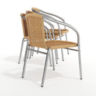 Flash Furniture Rattan Indoor-Outdoor Restaurant Stack Chair, Beige, 4 Pack (4-TLH-020-BGE-GG)-Integrated Arms