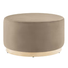 Modway Tilden Large 29" Round Performance Velvet Upholstered Ottoman - Taupe/Natural-Performance Velvet Upholstery