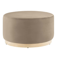 Modway Tilden Large 29" Round Performance Velvet Upholstered Ottoman - Taupe/Natural-Performance Velvet Upholstery